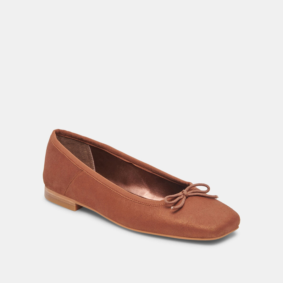 anisa wide ballet flats copper metallic suede