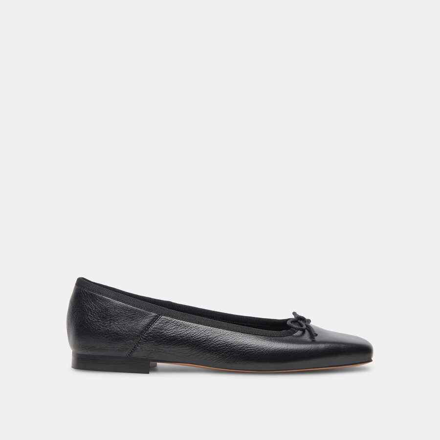 anisa wide ballet flats black leather