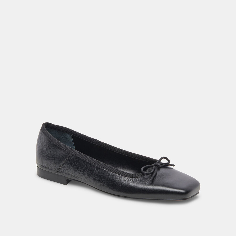 anisa wide ballet flats black leather