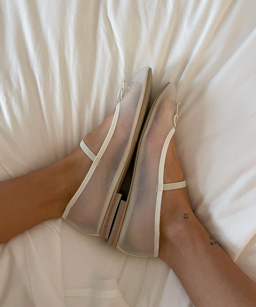 cadel ballet flats ivory mesh