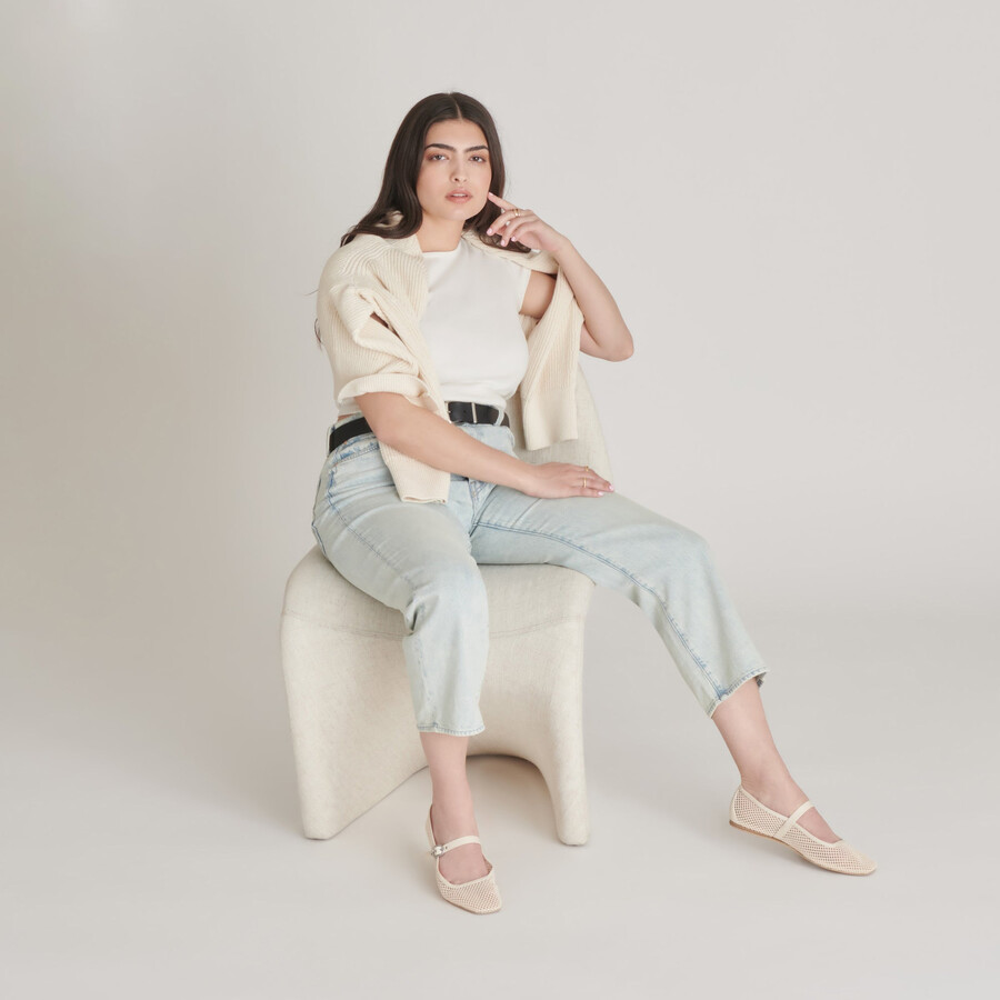 rodni mesh ballet flats creme woven mesh