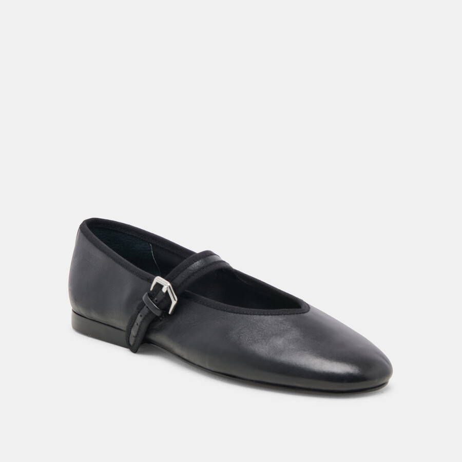 roslyn ballet flats black leather