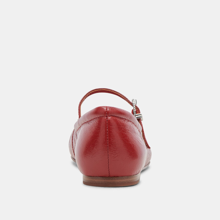 reyes wide ballet flats red crinkle patent