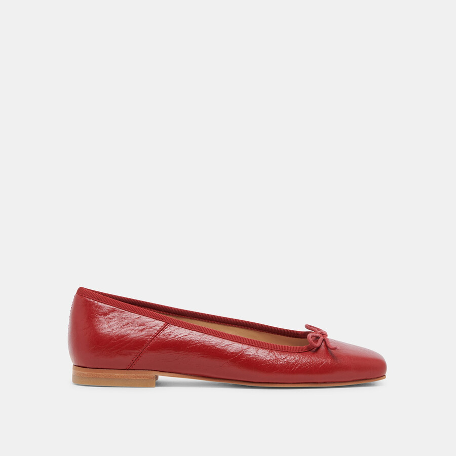 anisa ballet flats red crinkle patent