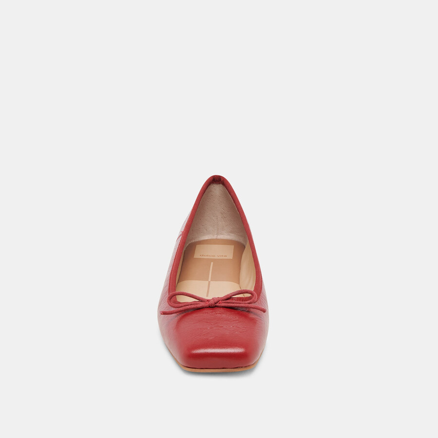 anisa ballet flats red crinkle patent