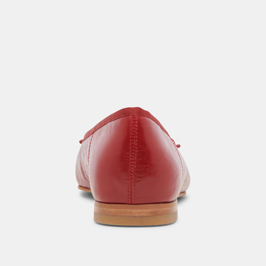 anisa ballet flats red crinkle patent