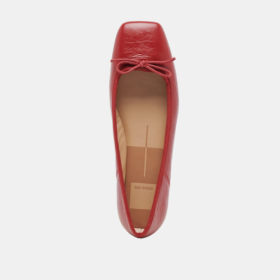 anisa ballet flats red crinkle patent