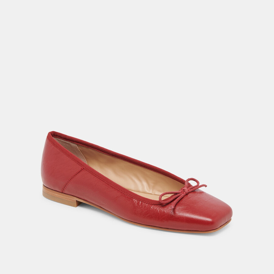 anisa ballet flats red crinkle patent