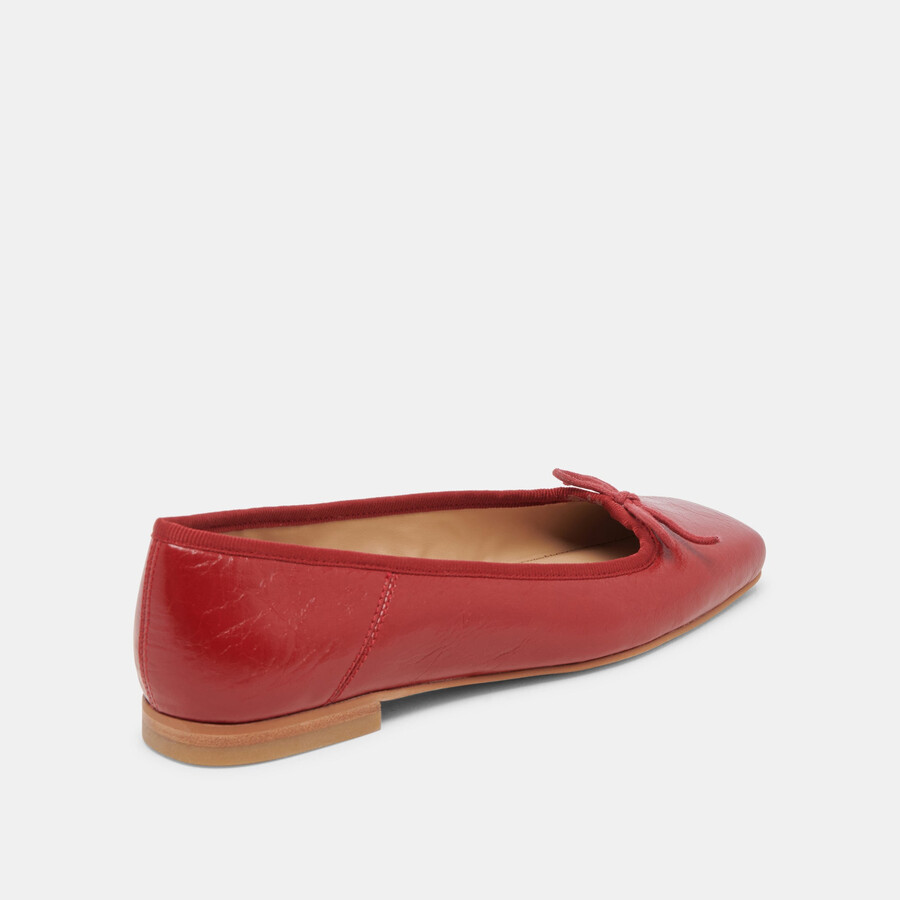 anisa ballet flats red crinkle patent
