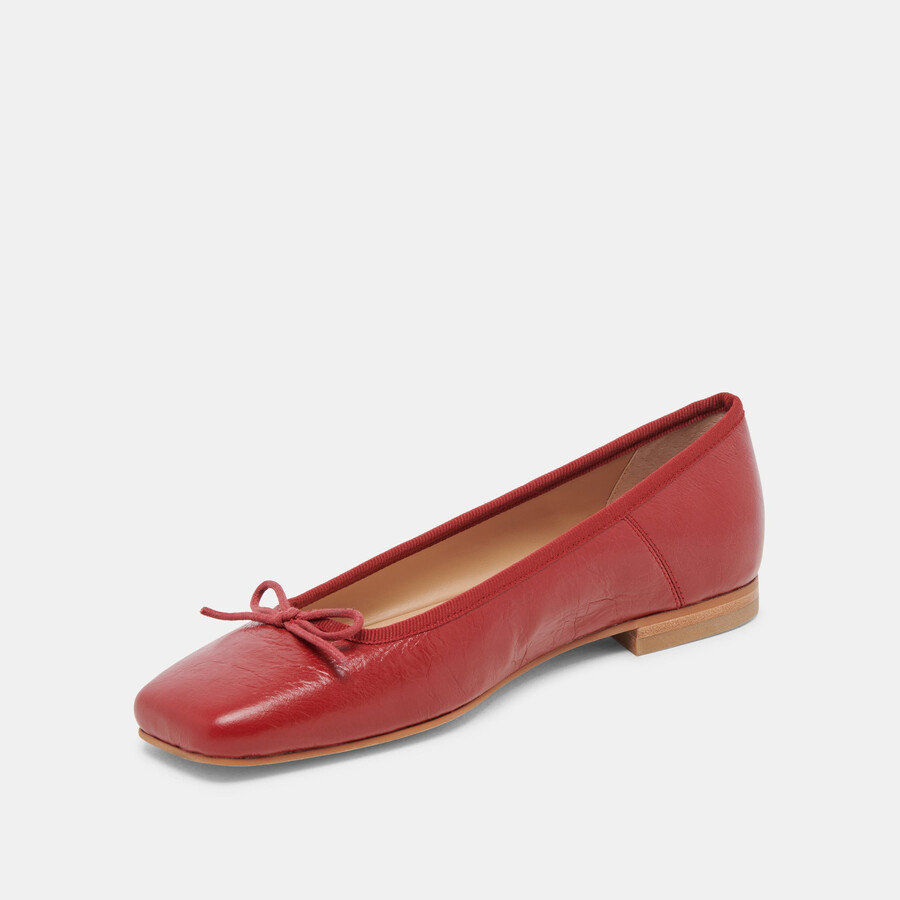 anisa ballet flats red crinkle patent