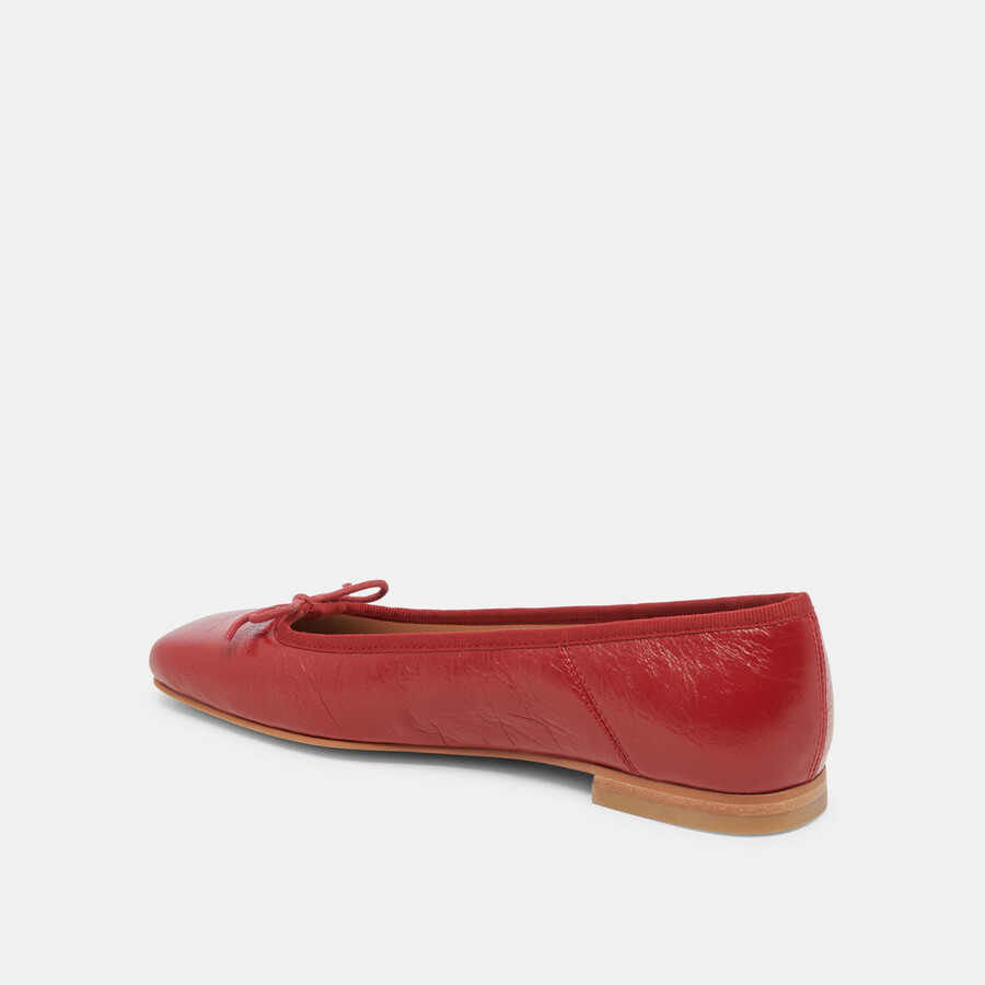 anisa ballet flats red crinkle patent
