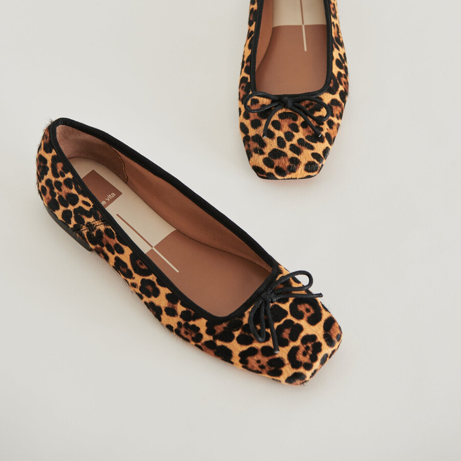anisa ballet flats dk leopard calf hair
