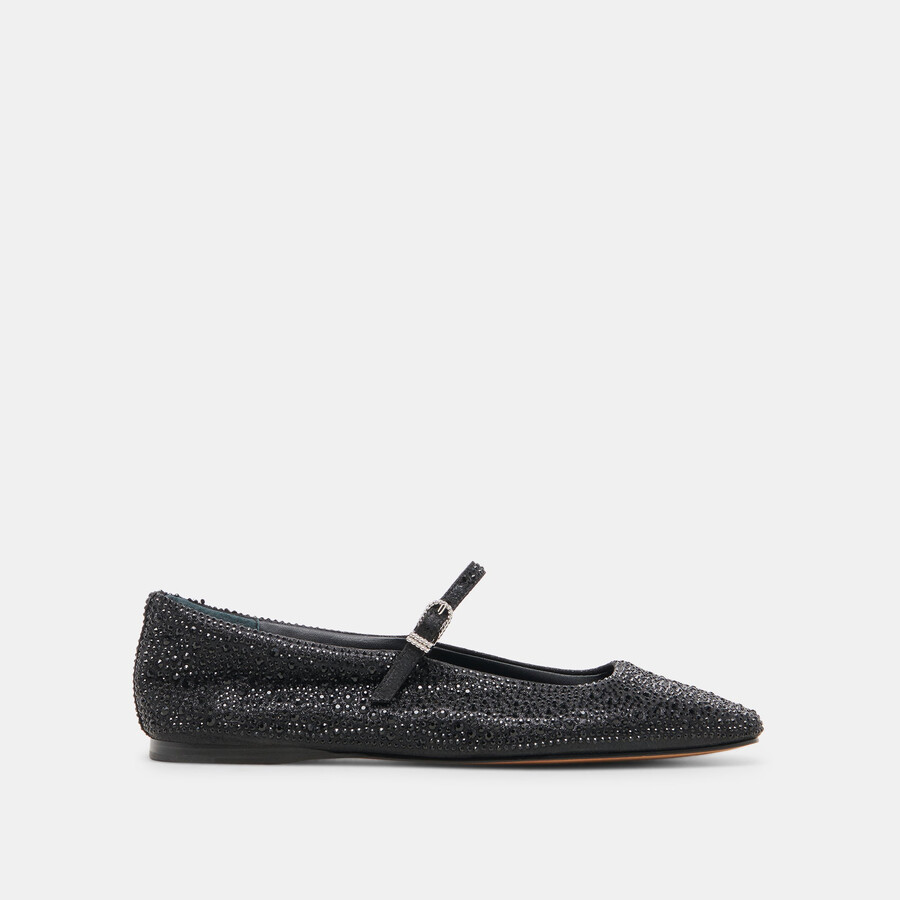 reyes crystal ballet flats black metallic crystal