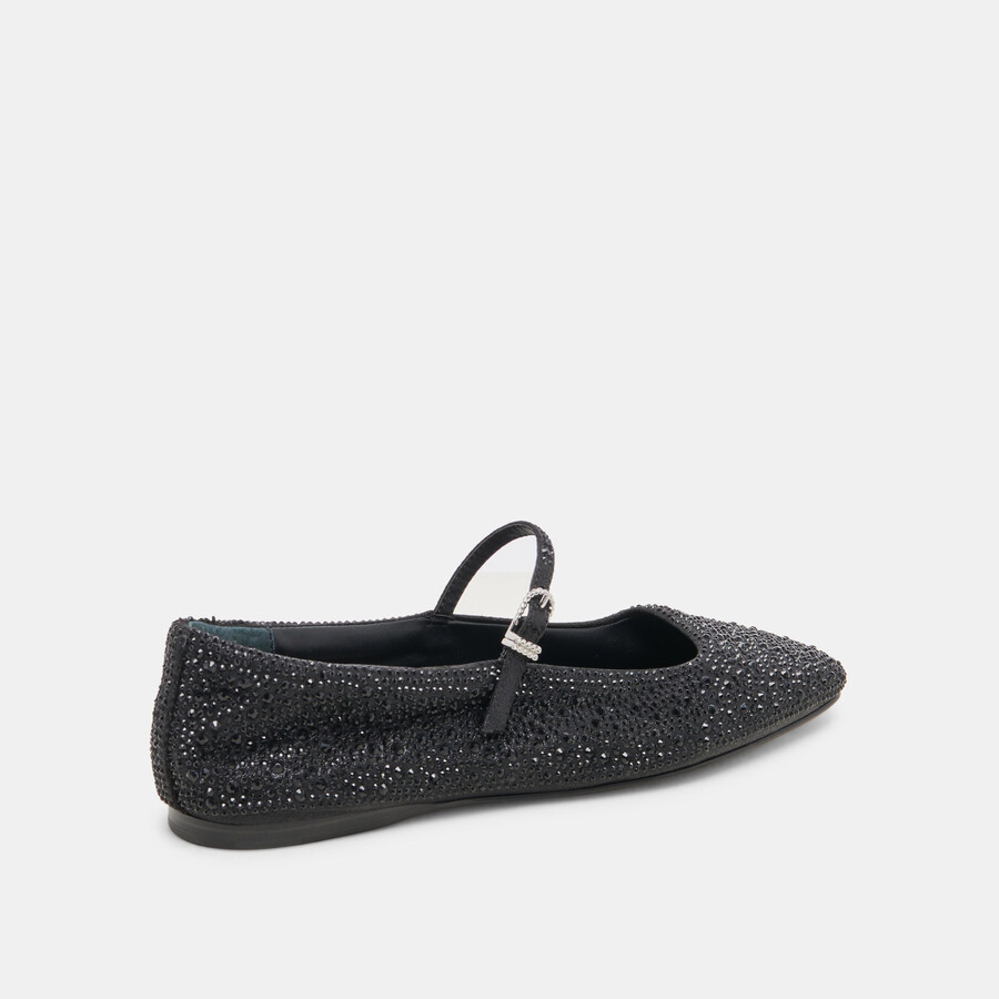 reyes crystal ballet flats black metallic crystal