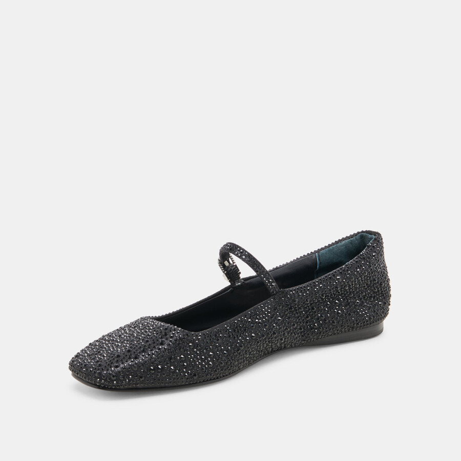 reyes crystal ballet flats black metallic crystal