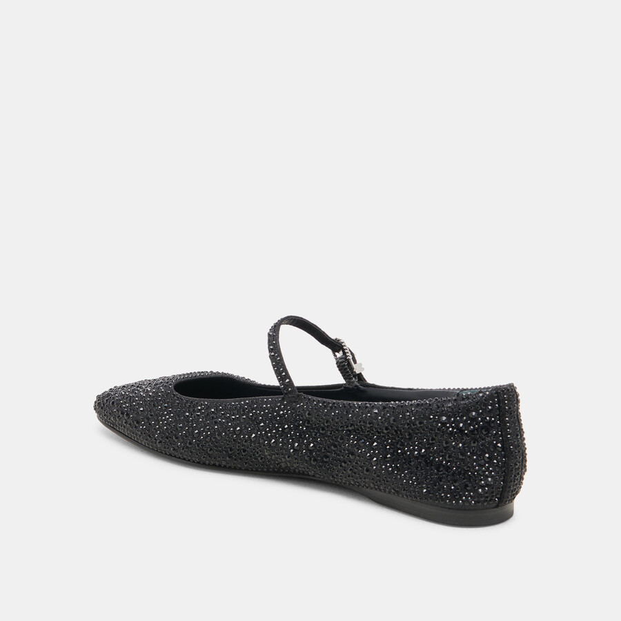 reyes crystal ballet flats black metallic crystal