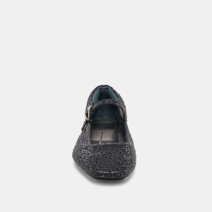 reyes crystal ballet flats black metallic crystal