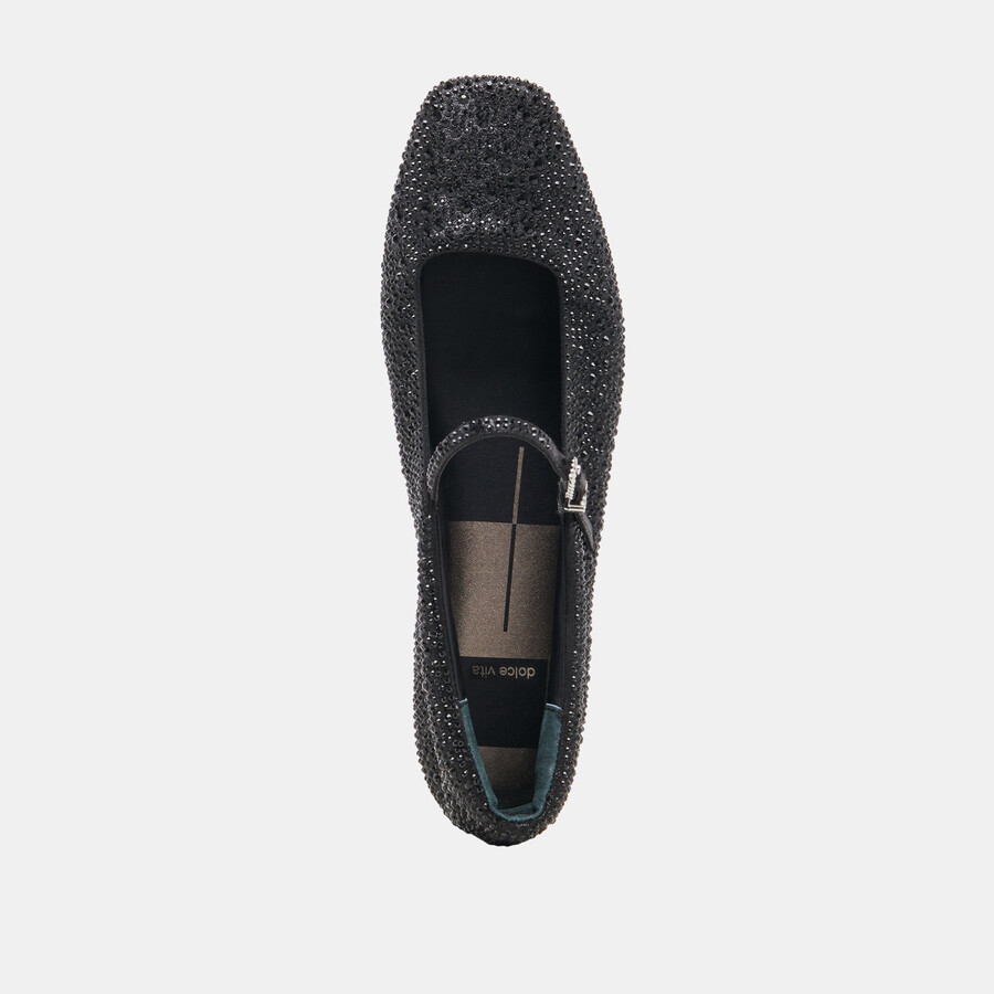 reyes crystal ballet flats black metallic crystal