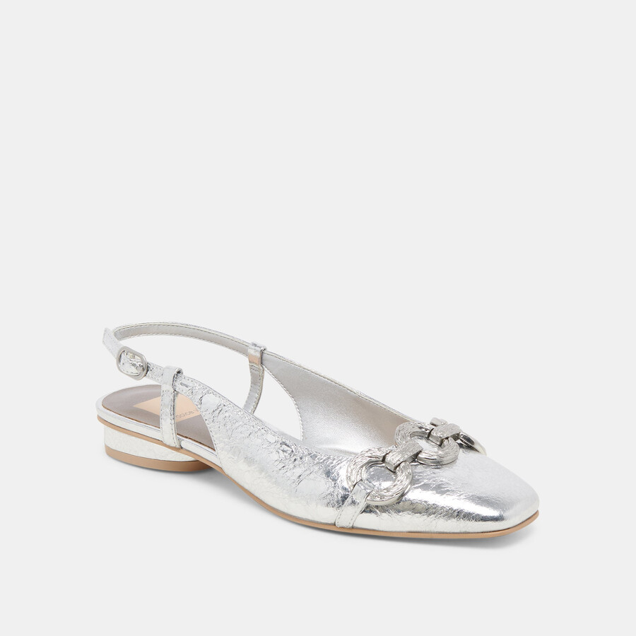 ramano flats silver distressed leather