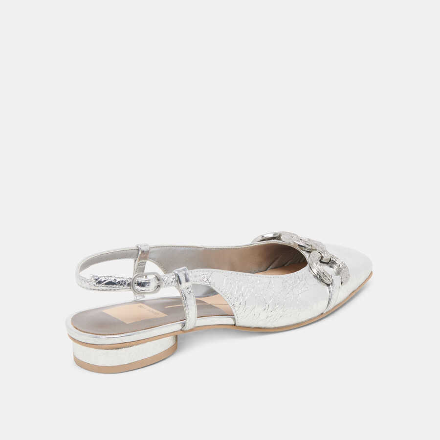 ramano flats silver distressed leather