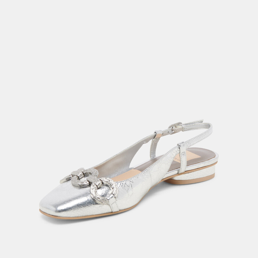 ramano flats silver distressed leather