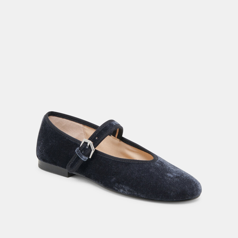 roslyn ballet flats dusty blue velvet