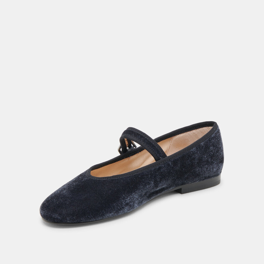 roslyn ballet flats dusty blue velvet