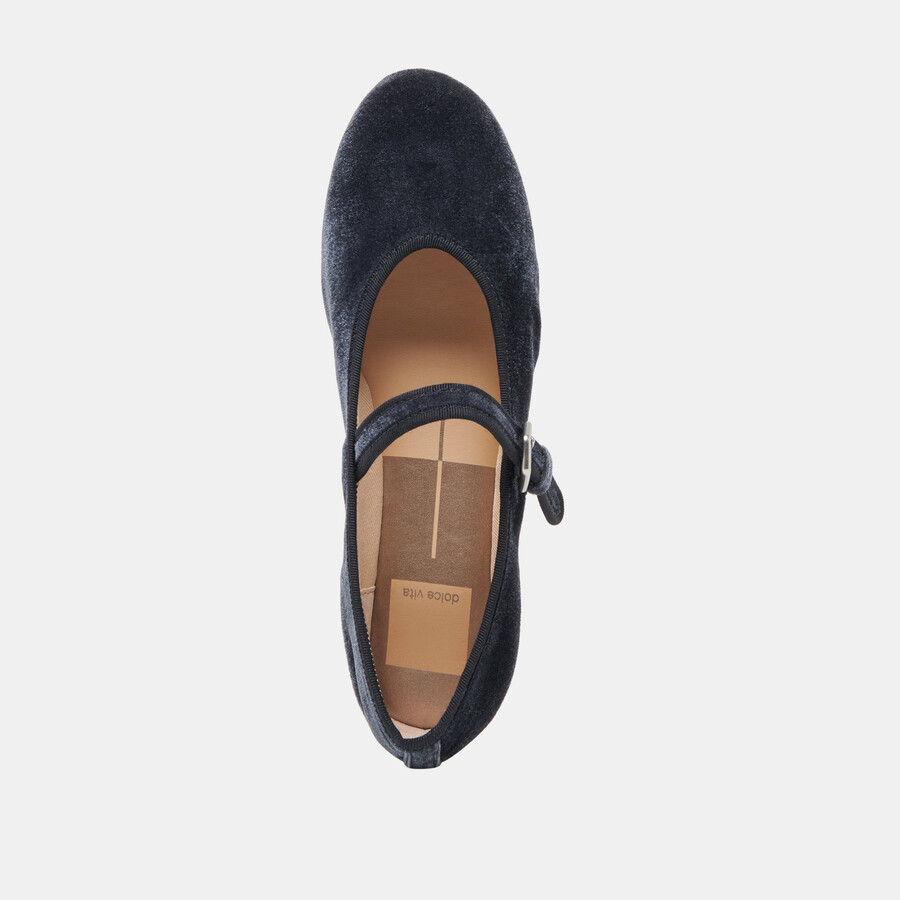 roslyn ballet flats dusty blue velvet