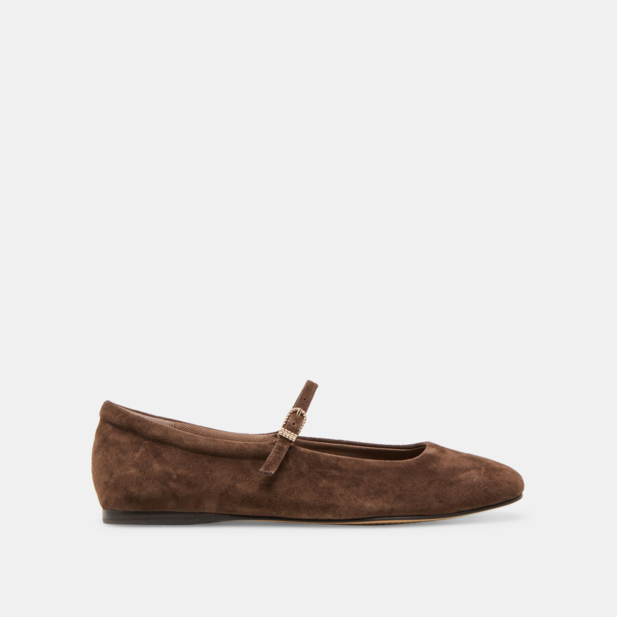 reyes ballet flats dk brown suede