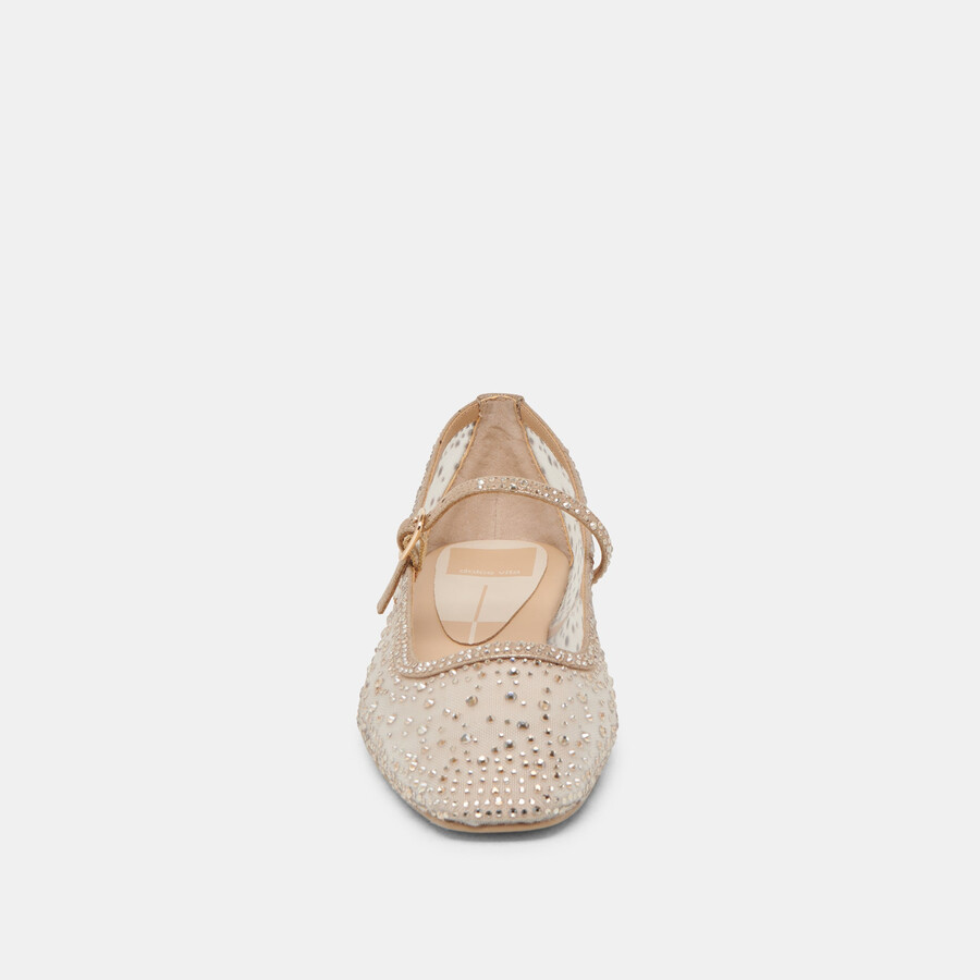 reyes crystal ballet flats gold mesh