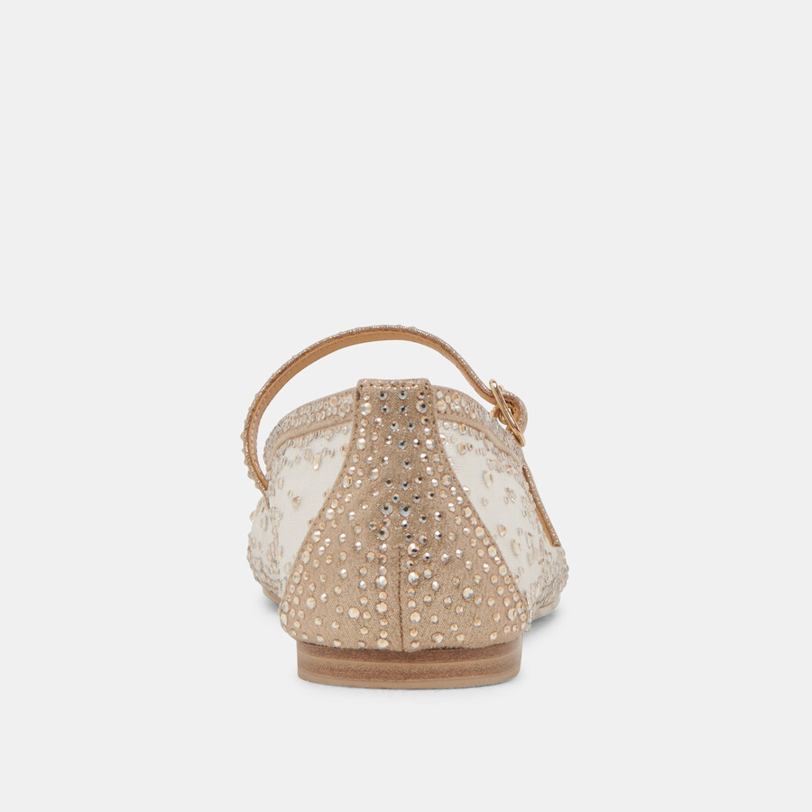 reyes crystal ballet flats gold mesh