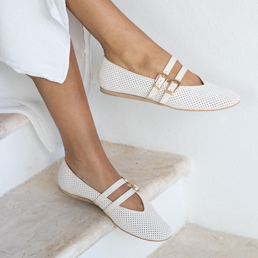 baylee ballet flats bone perforated suede