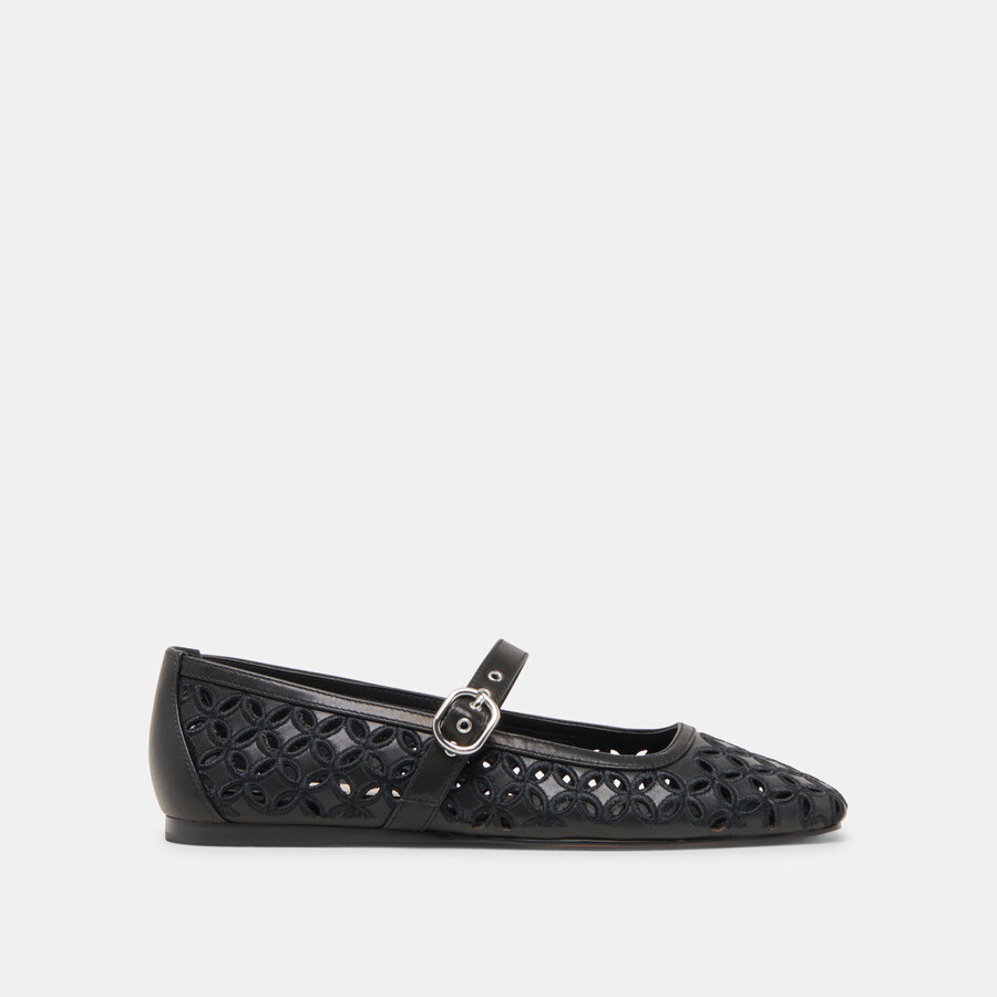 rodni eyelet perf ballet flats black leather
