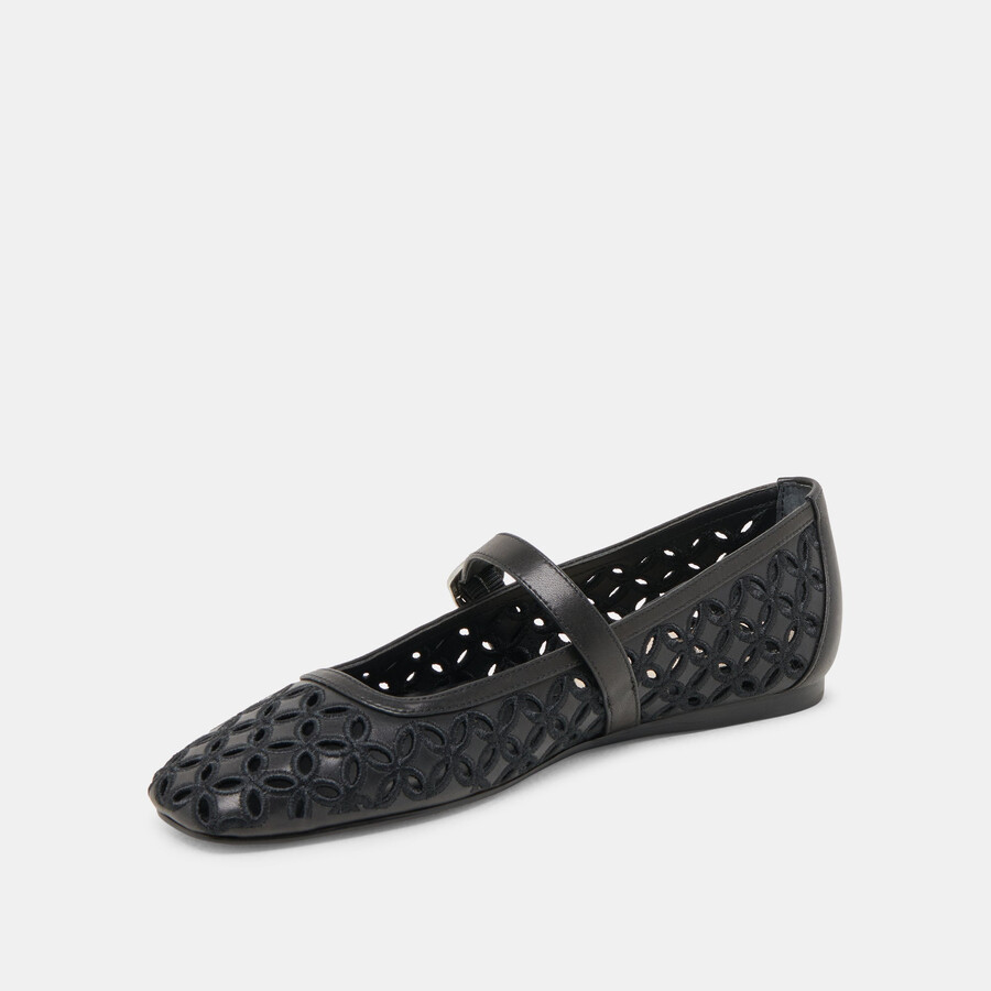 rodni eyelet perf ballet flats black leather
