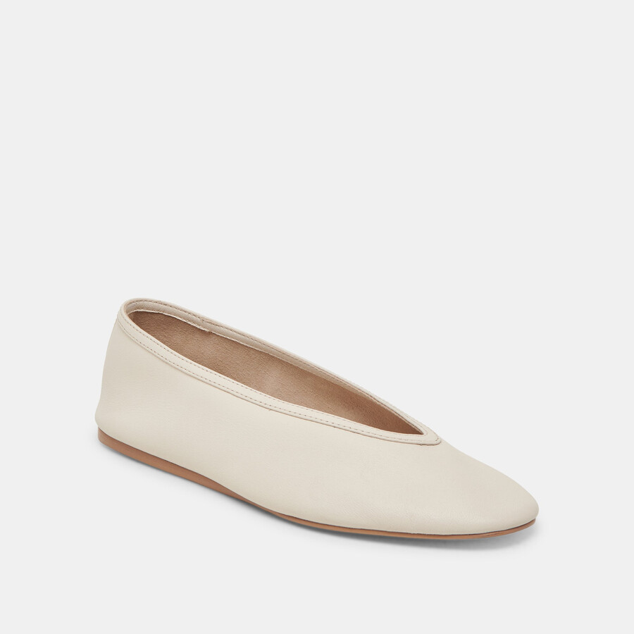 braidy ballet flats ivory leather