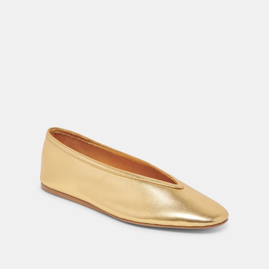 braidy ballet flats gold metallic leather