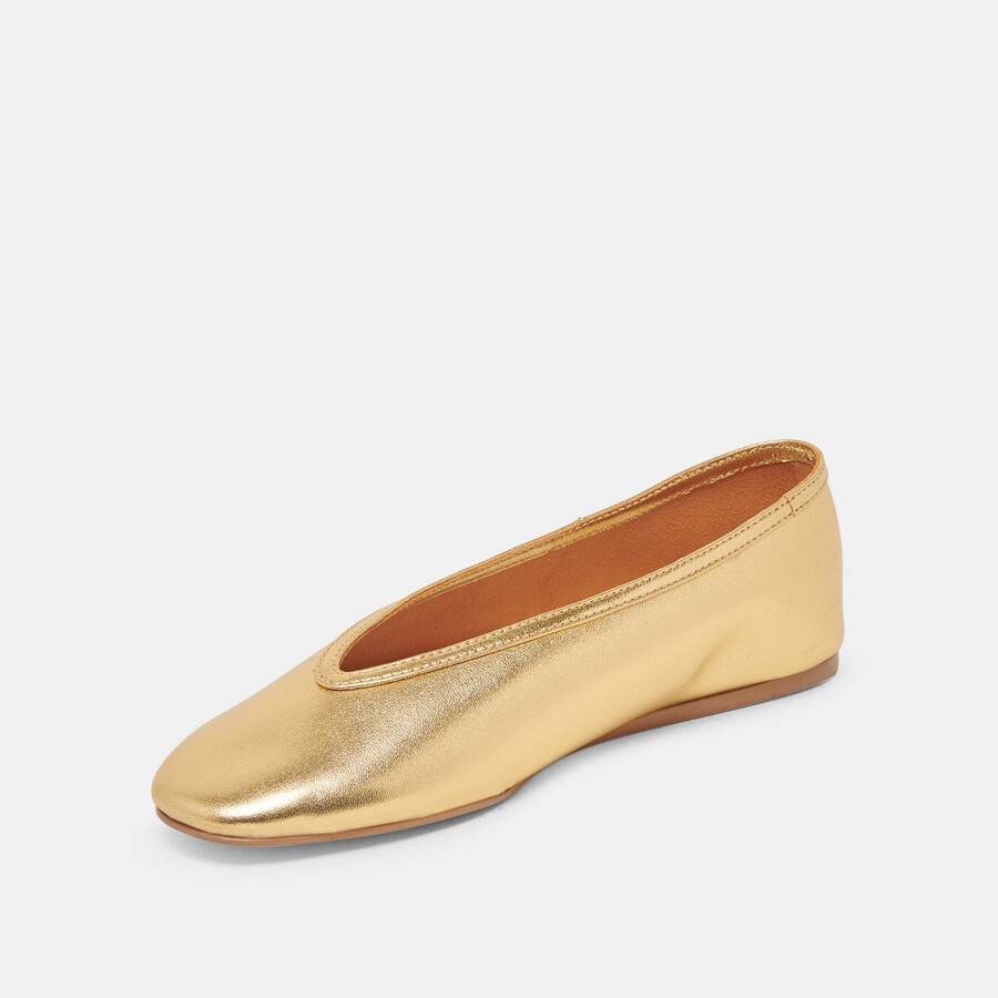 braidy ballet flats gold metallic leather