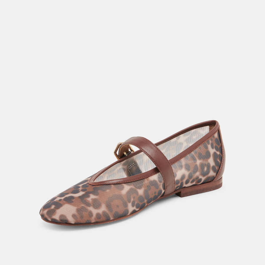 roslyn ballet flats leopard mesh