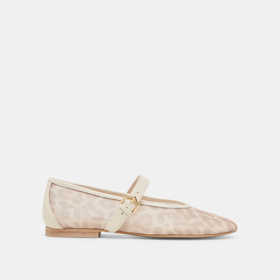 roslyn ballet flats white leopard mesh