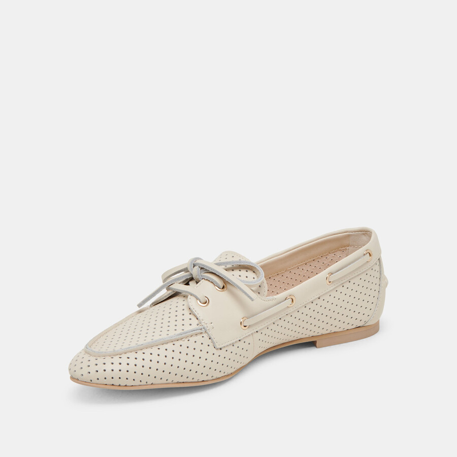 lakin loafers ivory perforated leather
