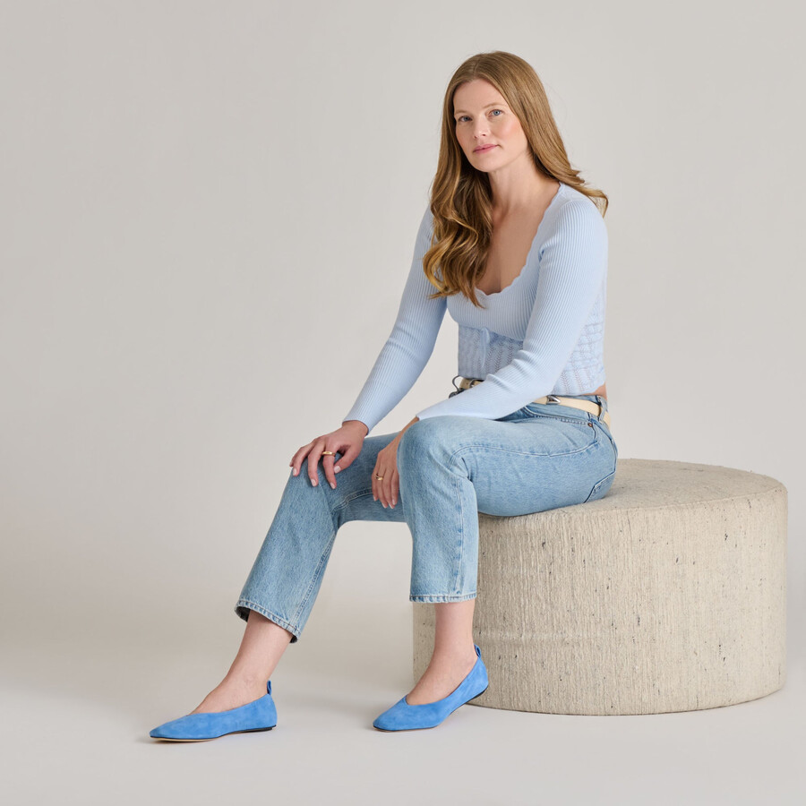vinnie ballet flats dusty blue suede