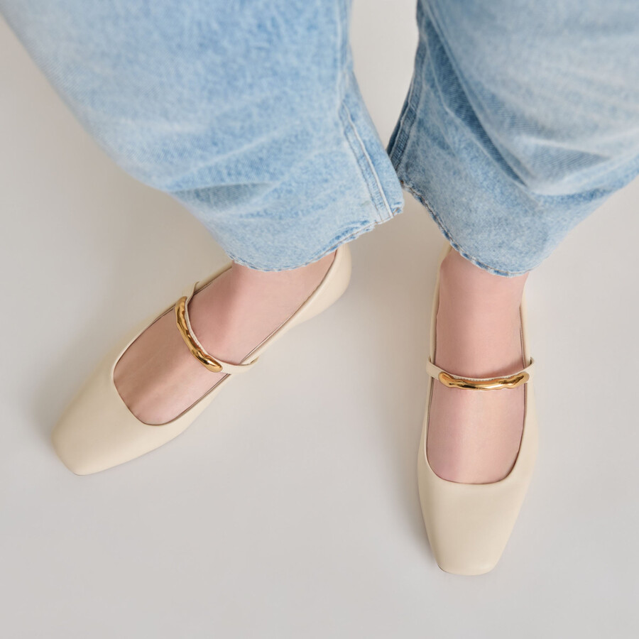 radya ballet flats creme leather
