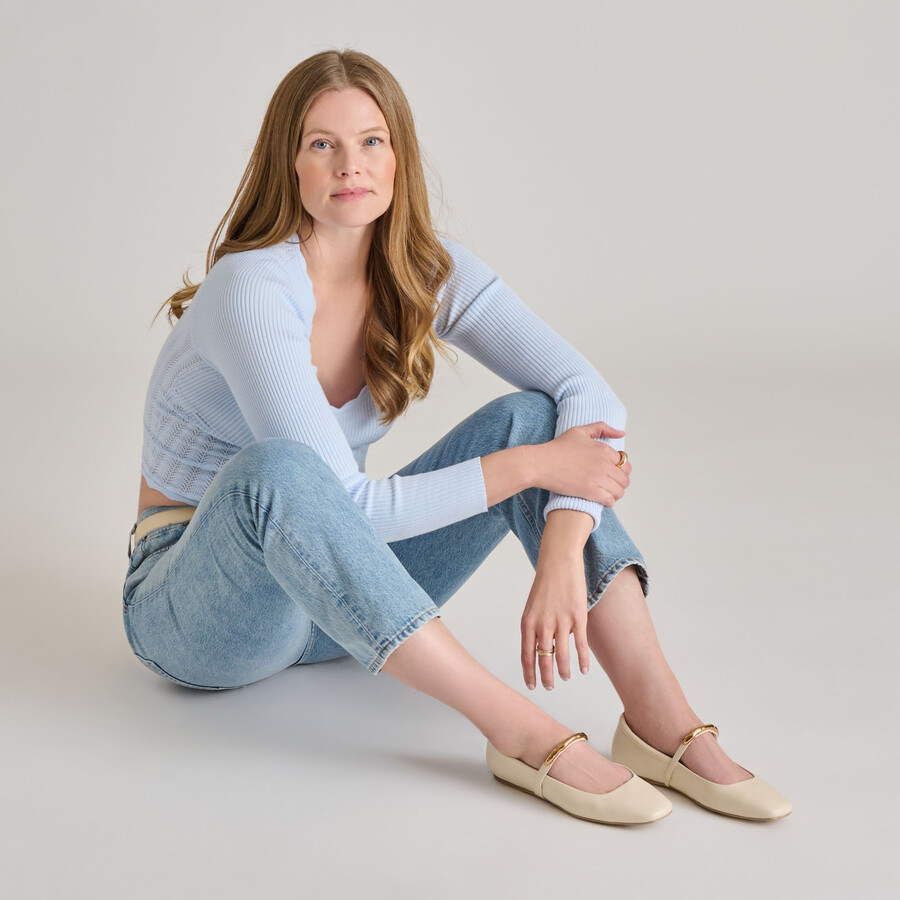radya ballet flats creme leather
