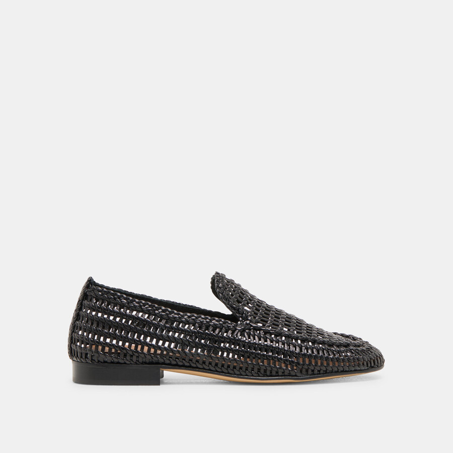 armond flats black woven leather
