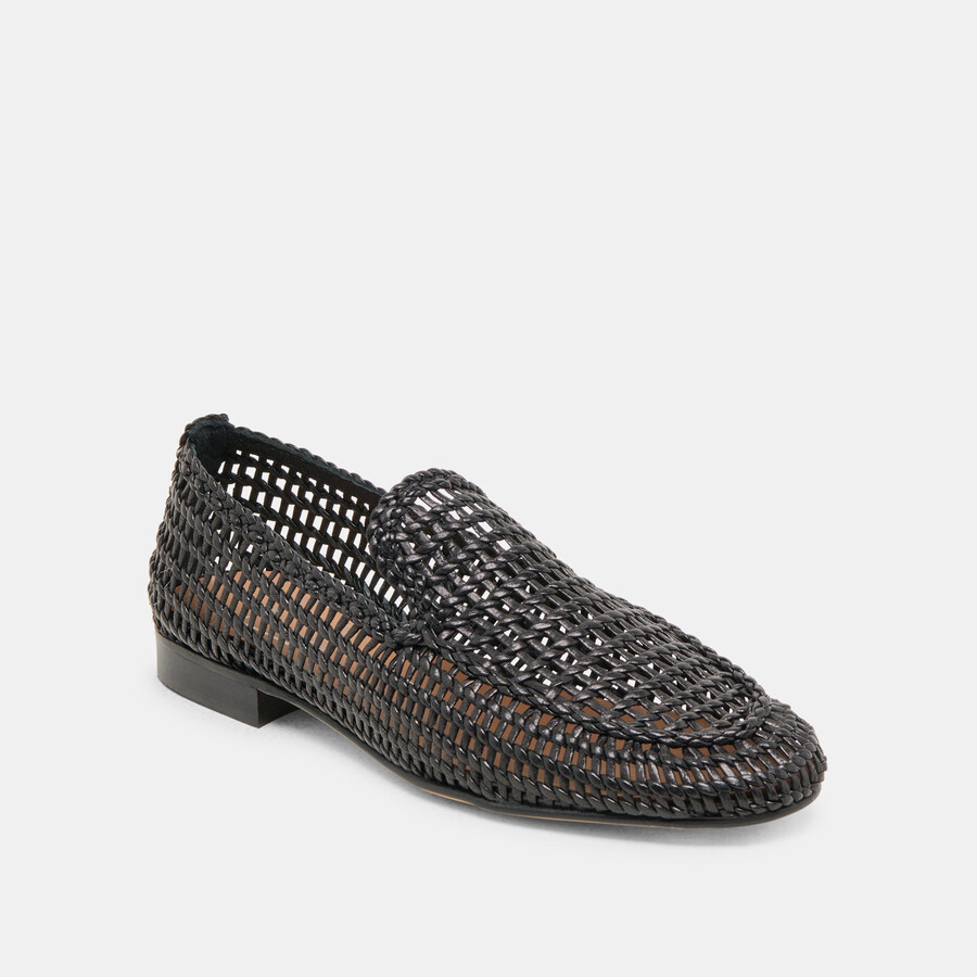 armond flats black woven leather