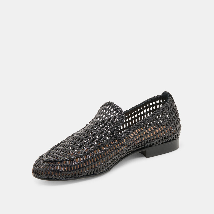 armond flats black woven leather