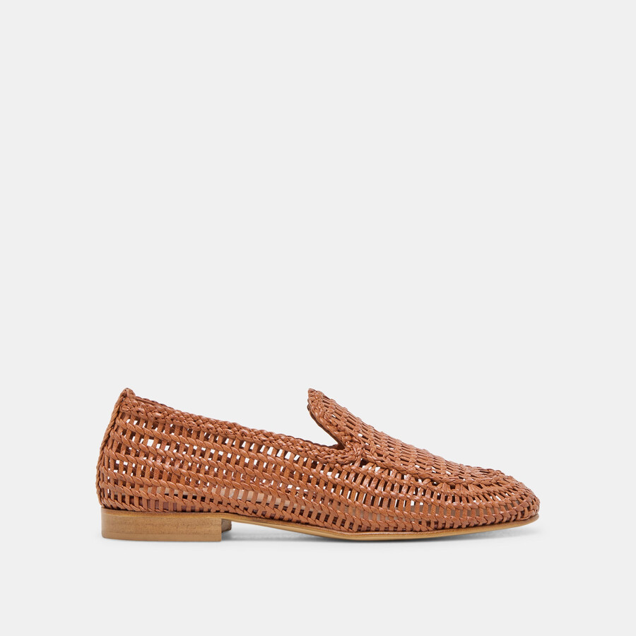 armond flats cognac woven leather