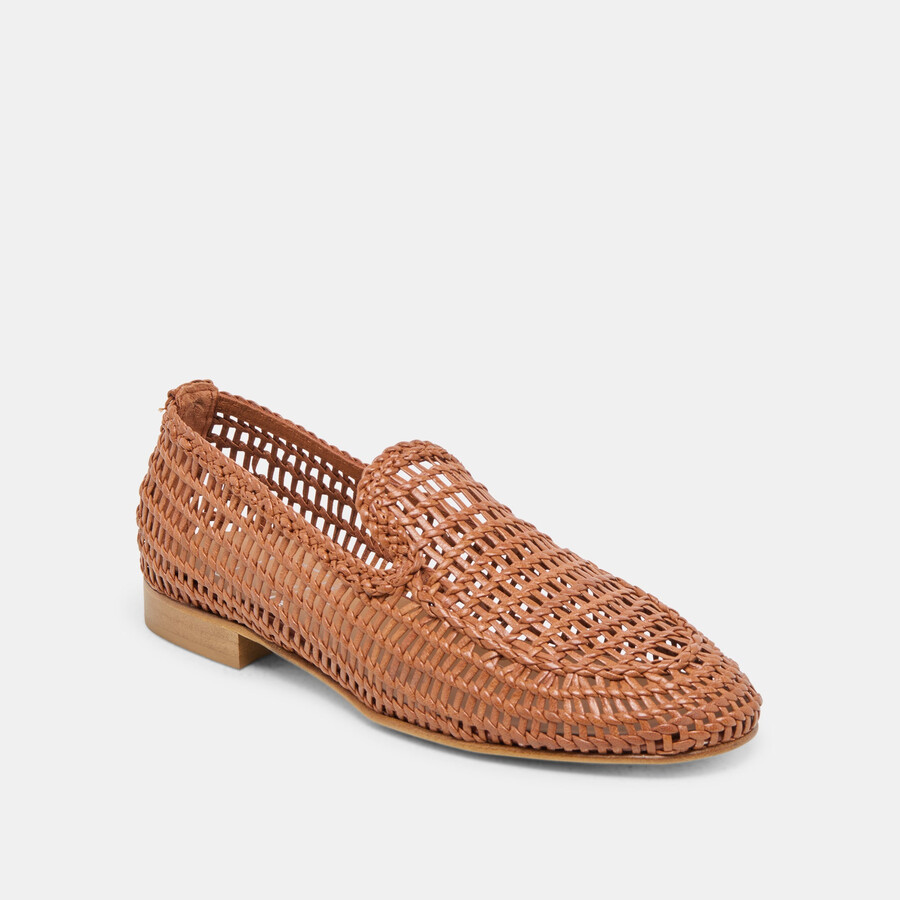 armond flats cognac woven leather