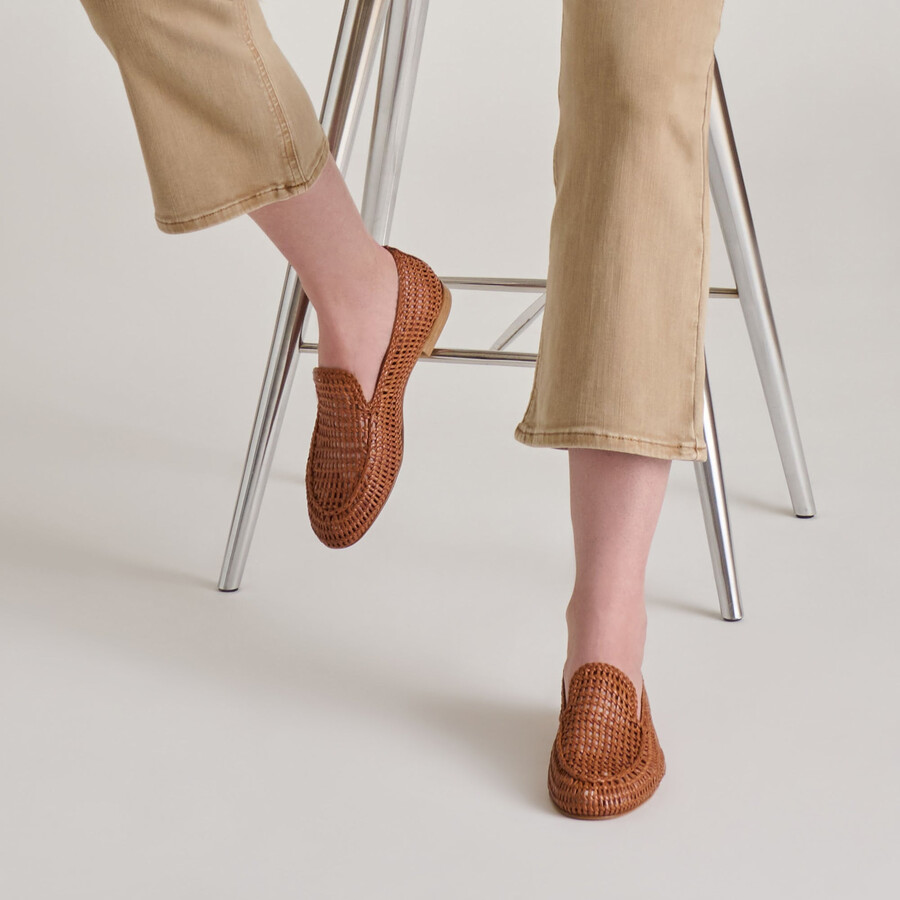 armond flats cognac woven leather