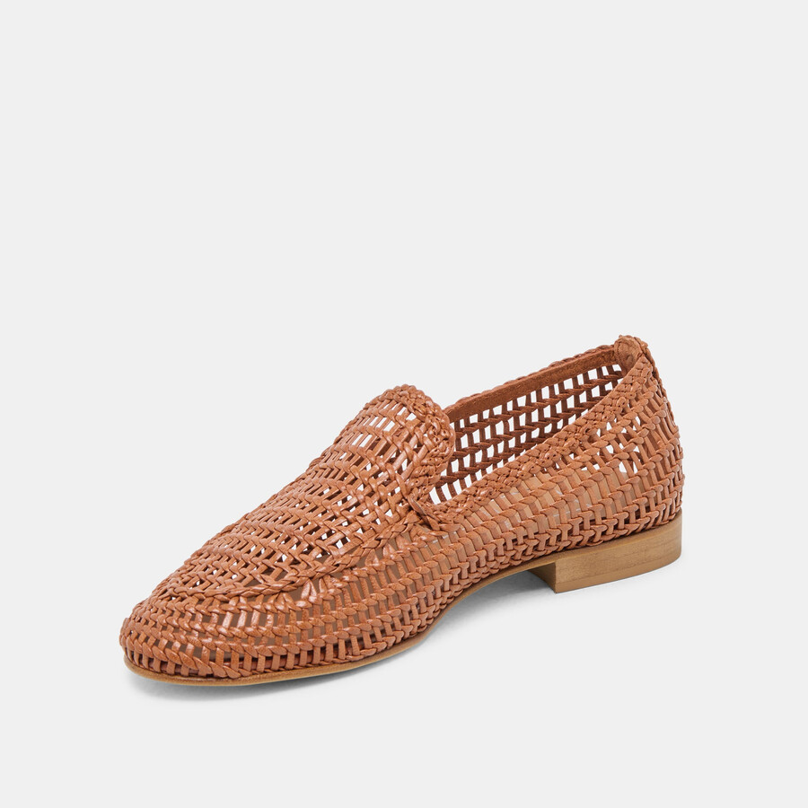 armond flats cognac woven leather